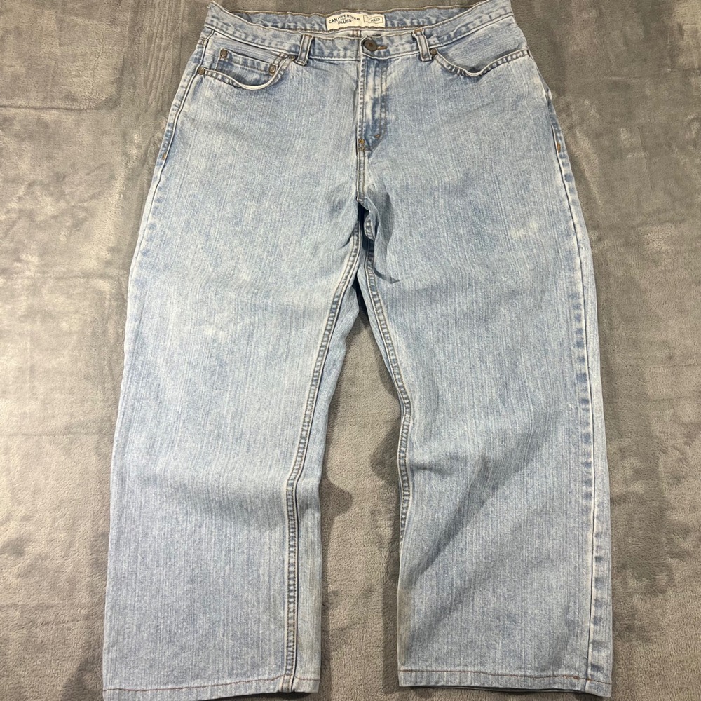 Canyon River Blues Mens Relaxed Fit Light Wash Denim Jeans 34x30 100% Cotton
